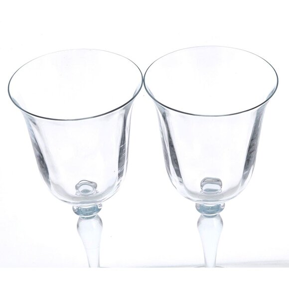 2 Colony Crystal Mirage Wine Glasses 7.25" blown glass optic panel vtg - Picture 4 of 7